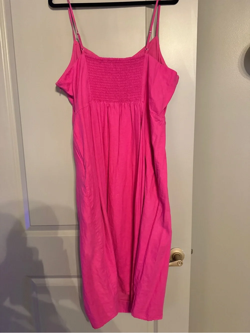 J. Crew Hot Pink Spaghetti-Strap Midi Dress